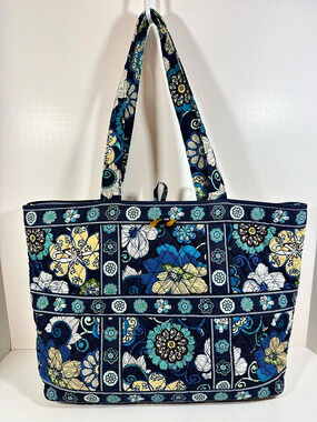 Vera Bradley Mediterranean Blue Toggle Tote Blue & Yellow